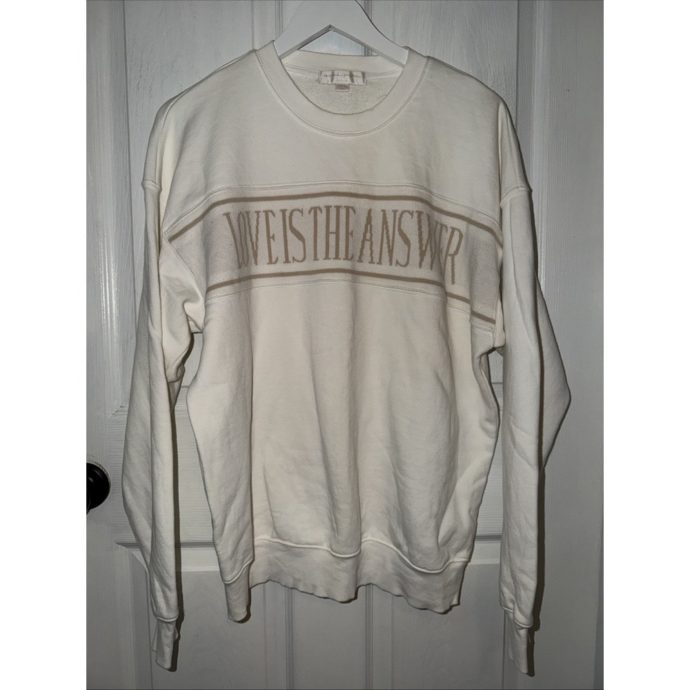Spiritual Gangster Cream Love Is The Answer Crew Pullover‎ Size M EUC Sweatshirt